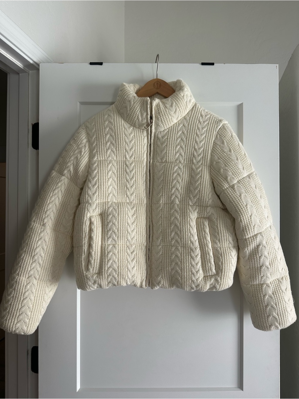 ZARA Cable Knit Puffer Jacket